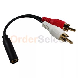 Fenzer 2 pc 2x RCA Male, 1x 3.5mm Stereo Female, Y-Cable 6-Inch Gold plated Connector