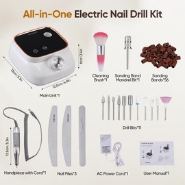 GJCrafts Electric Nail Cutter with 45,000 RPM - LCD Display, 56 Sanding Belts, 11 Drills, USB Charging Station, Electric Nail Cutter for Manicure & Pedicure, Ideal for Professionals & Beginners
