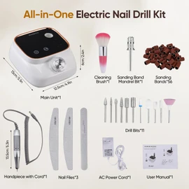 GJCrafts Electric Nail Cutter with 45,000 RPM - LCD Display, 56 Sanding Belts, 11 Drills, USB Charging Station, Electric Nail Cutter for Manicure & Pedicure, Ideal for Professionals & Beginners