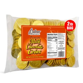 R.M. Palmer Milk Chocolate Gold Coin Half Dollars, Bulk Bag, Fun Sized, Treats, Candy, and Snacks (2 lb)