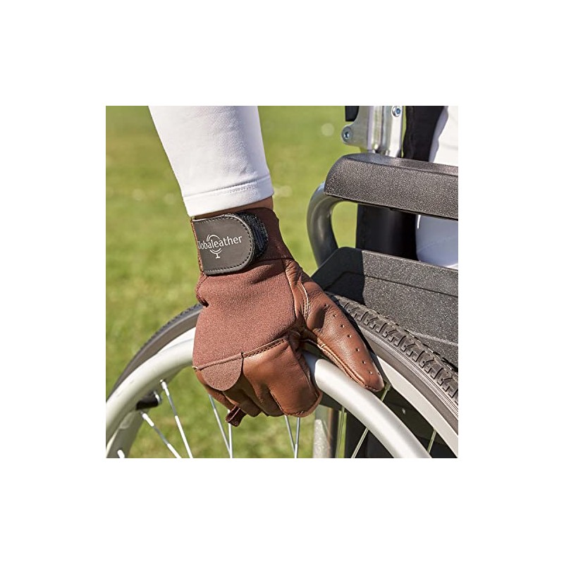 Globaleather Globaleather Classic Fingerless Wheelchair Gloves - Brown (Medium) -