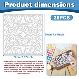 TONGIHS 36 Pcs Geometric Stencils, for Fabric Embellishments, Milky White