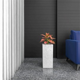 Pemberly Row Fiberstone and MGO Clay Tall Square Planter Dotted White 24"