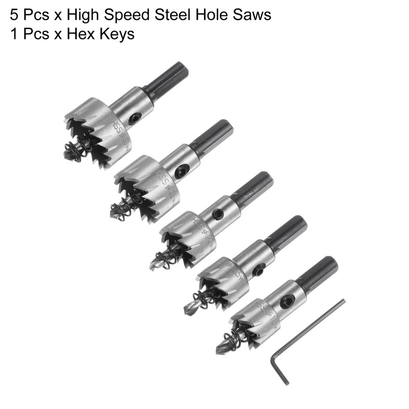 sourcing map 5pcs Hole Saw Kits 16mm 18.5mm 20mm 25mm