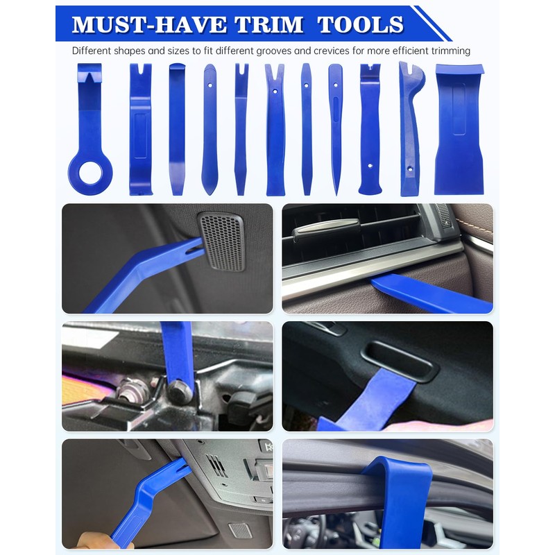 Poraxy 19Pcs Trim Removal Tool, Car Panel Dashboard Door Audio