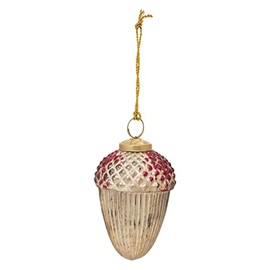 Creative Co-Op Mercury Glass Acorn Ornament, Red and Antique Gold Finish
