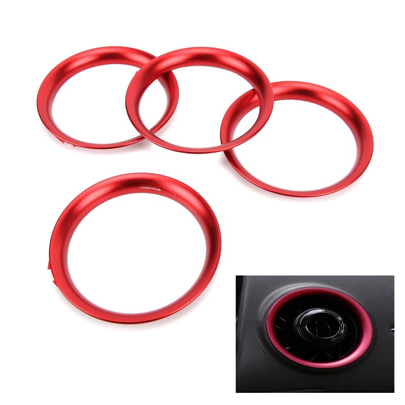 4pcs Air Vent Outlet Rings Cover Trim Red Decoration Replacement