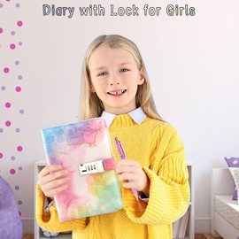 Diary for Girls with Lock, Diary Gifts for Girls Age 8-12, Locked Journal with Pen Pencil Case Bookmark, Birthday Gifts Back to School Gifts for Girls Kids Notebook Secret Diary for 9 10 11 12 Teens