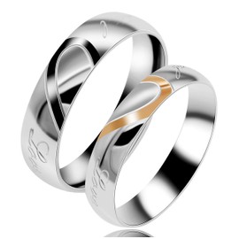 Tobestu 5mm Real Love Stainless Steel Wedding Engagement Band Rings Valentine's Gifts for Men Boy Y552 (Size 9)