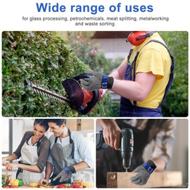 TKSDWBLTY 1Pcs Cut Resistant Gloves Stainless Steel Wire Cutting Gloves Flexible Cut Proof Gloves Comfortable Safety Work Gloves for Meat Cutting Metalworking Glass Processing,Blue