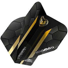 Winmau Prism Alpha Black & Gold Hexagon Extra Thick Dart Flights - 1 Set per Pack (3 Flights in Total)