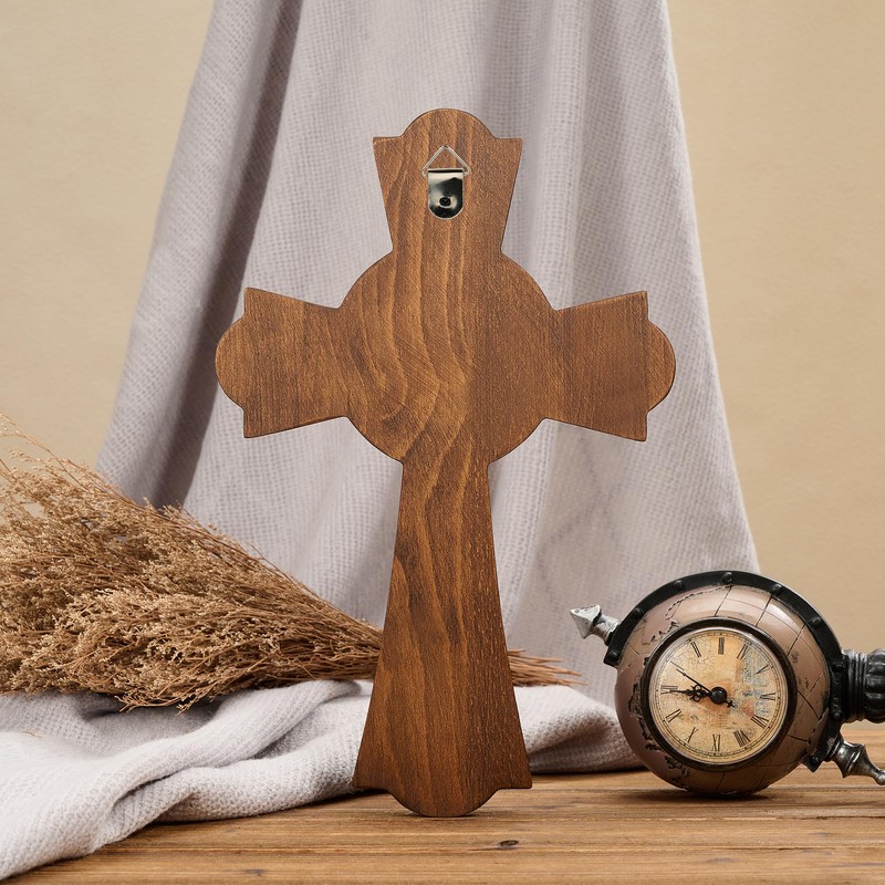 BGCarvedGrace Hand Carved Wooden Wall Cross with Holy Spirit Dove