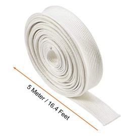 uxcell Insulation Braid Sleeving, 16.4Ft-16mm High TEMP Fiberglass Sleeve White