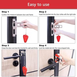 Portable Door Lock & Door Stop Alarm Set, Dual Protection Home Security Door Kit, Travel Hotel Door Lock Devices Pocket Self Defensey Tools for Traveling Hotel Home Apartment (Red)