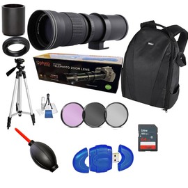 420-1600mm Aperture F/8-16 MF HD Manual Telephoto Zoom Lens for Nikon SLR Cameras D5500 D3300 D3200 D5300 D3400 D7200, D3500 D7500 D500 D600 D800 D810 D850 D5200 D7000 D7100,Backpack,64GB SD Card