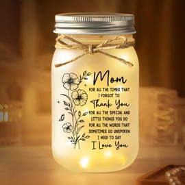 SteadStyle Mom Birthday Gifts, Mason Jar Night Light Gifts for Mom – Valentine's Day, Mother's Day, Christmas Gifts from Daughter or Son, Home Decoration for Mommy