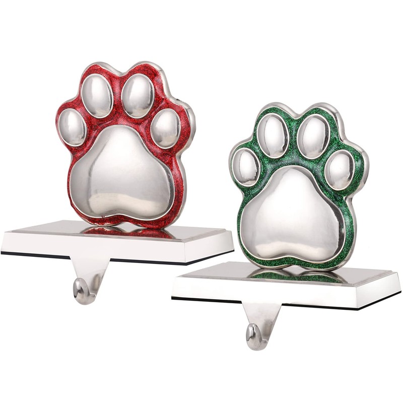 2 Set Snowflake Stocking Holders for Mantle Xmas Silver Snowflake