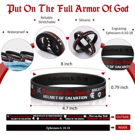 Tondiamo 160 Pcs Put on the Whole Armor Christian Silicone Bracelets Bulk VBS Ephesians 6:10-18 Rubber Courage Wrist Bands Religious Bible Verse Study Gifts for Sunday Church Prayer Xmas