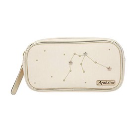 Depesche TOPModel 10861-035 Cosmetic Bag White Decorated with Aquarius Constellation Aquarius Approx. 19 x 10 x 5.5 cm Large for Storage of Make-Up and Cosmetics