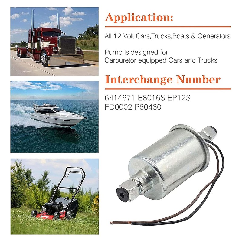 AdvanEX Universal Electric Fuel Pump 12V 2.5-4.5PSI Inline External 5/16