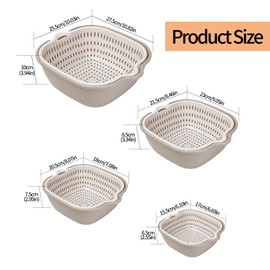 8-Piece Multifunctional Kitchen Strainer Set, 2-in-1 Kitchen Strainer, Kitchen Colander, Pasta Strainer, Plastic Double Layer Drain Basket, Rice Washing Bowl with Strainer, Sink Strainer for Fruit,