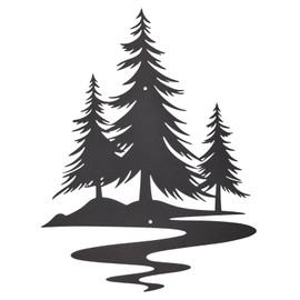 TYLCC Metal Pine Tree Wall Art, Cabin Decor, Nature Decor Rustic Cedar Tree Wall Decorations for Living Room Office Farmhouse, Forest Nature Lovers Gift, Black