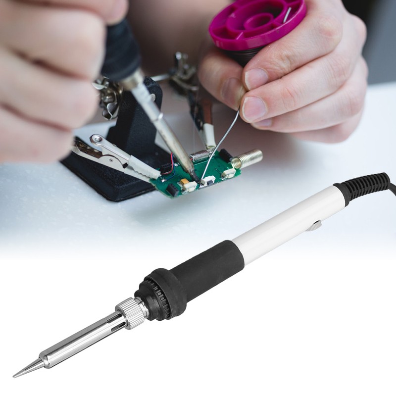 15Pcs Electric Soldering Iron Set Adjustable Temperature 60W White Welding