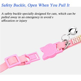 FUNAT Rhinestone Cat Collar with Bell, Microfiber Soft and Comfortable Cat Collar, White Rhinestone Cat Collar, Cat Collar with Cat Head Safety Buckle