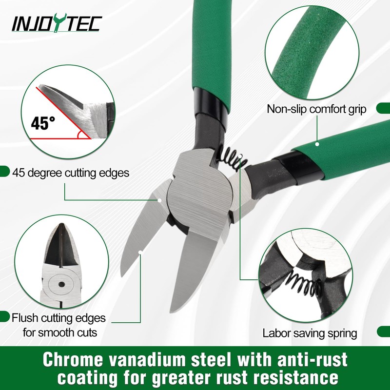 INJOYTEC Wire Side Cutters Clippers 45 Angled Flush Cutters Side