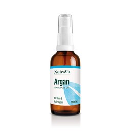 NutraVit - Moroccan Argan Oil | 100% Pure Argan Oil (Argania spinosa) - 50ml - Argan Oil For Hair, Skin, Face & Nails - From Morocco - Virgin, Cold Pressed, Deodorised, Hexane-Free & Vegan