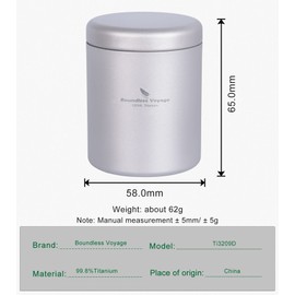 iBasingo 120ml Titanium Tea Caddy Spice Bottle Salt & Pepper Seasoning Jar Condiment Pot Ultralight Portable Small Round Kitchen Tea Coffee Spices Beans Sugar Food Canister Mini Tin Ti3209D