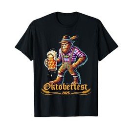 German Bigfoot Sasquatch Lederhose Funny Oktoberfest 2025 T-Shirt