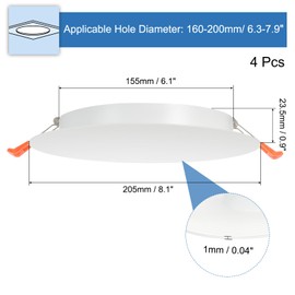 PATIKIL 205mm / 8.1" Diameter Metal Ceiling Hole Cover Plate, 2 Pcs Downlight Hole Trim Wall Mount Decorative Cap Access Panel for 6.3-7.9inch Round Ceiling and Wall Openings, Matte White
