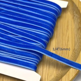 Chenkou Craft Blue 25 Yards 1/4" Velvet Ribbon Lots Bulk (Blue, 1/4"(6mm))