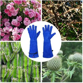 Kim Yuan Rose Pruning Gloves for Women Men Gardening, Long Ladies Thorn Proof Garden Gloves (Large, Blue)