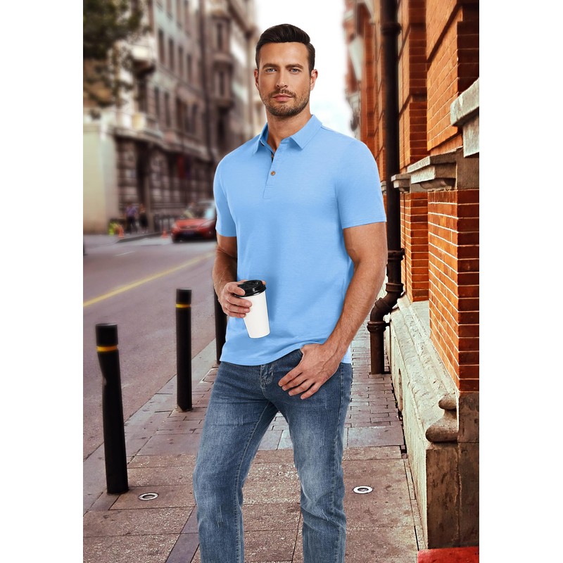 PEGENO Collared Shirts Spring Mens Golf Polo Shirts Performance Polo