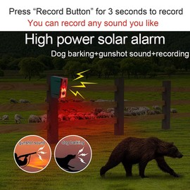 keeda Solar Motion Sensor Alarm 129dB Recording Shed Alarm with Remote Control Waterproof Sound & Strobe Light Siren Alarm Infrared Motion Detectors for Garage, Farm, Garden (2 Pcs)