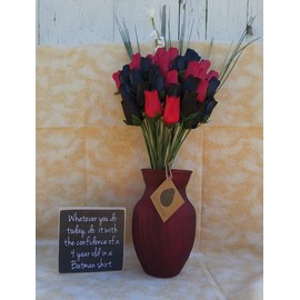 Black and Red Wooden Rose Flower Bouquet - Size: 3 Dozen