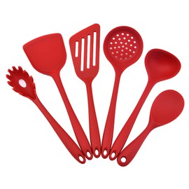 6 Pcs Silicone Kitchen Utensils Set, Silicone Cooking Utensils, Heat Resistant Kitchen Cooking Utensils Set,High Heat Resistant to 480°F, Hygienic One Piece Design, (Red)