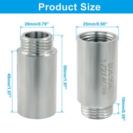 Jiozermi 50mm Shower Head Extension Arm, Shower Pipe Extension Extender g 1/2PT Male to 1/2PT Female Thread Shower Head Extension Tube Pipe Fittings