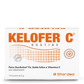 STARDEA Kelofer C, Integratore Alimentare, Contribuisce alla Formazione dei Globuli Rossi e all'Assorbimento del Ferro, con Ferro| Acido Folico, Vitamina C, 14 Bustine