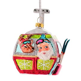 Gift Company Christmas Tree Decoration Christmas Tree Decoration X-Mas Hanger Santa and Reindeer in the Ski Gondola Red