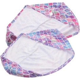COHEALI 2 Piezas Toalla de Microfibra Absorbente para Cabello Diseño de Escamas de Sirena, Secado Rápido para Cabello Mojado en Mujeres y Niñas