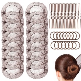 115Pcs Hair Bun Net Set, Ballet Hair Net, Incluede 50 Invisible Ballet Hairs Nets with 15p Elastic HairTie and 50 Hairs Pin, Mesh Hairnets H-air Styling Accessories for Ba-llet Dancer Women Child