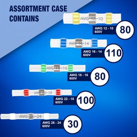 New Age America® 400pcs Solder Seal Wire Connectors Kit KableSeal™ | AWG 26-10 | Marine Heat Shrink Wire Connectors | Insulated Solderless Splice | Waterproof Butt Splice Terminals | UL