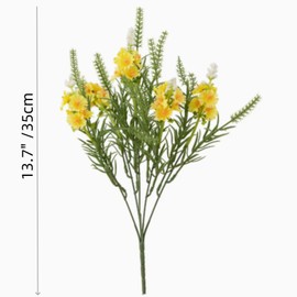 Artificial Flowers Fake Outdoor UV Resistant Boxwood Plants Shrubs ，4 Pack Lavender Water Grass Flower Faux Greenery for Indoor Outside Hanging Planter (Yellow+Orange)