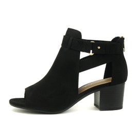 CITYCLASSIFIED City Classified Invest Women's Cutout Side Strap Mid Black Chunky Heel Fashion Ankle Bootie (BLACK, us_footwear_size_system, adult, women, numeric, medium, numeric_6_point_5)