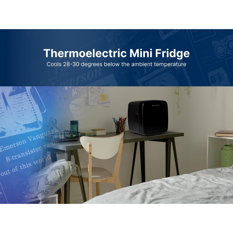 Emerson EFC-5001-BLACK Portable Mini Fridge Cooler XL, Black