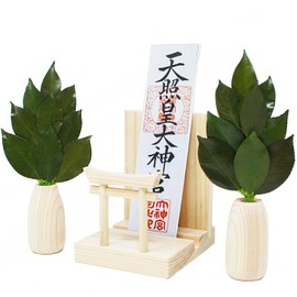 A&K Bill Holder with Torii Gate, Preserved Sakaki, Sakaki Stand Set (For 1 Piece), Round, Made in Japan, Sakaki, No Withering, Shinto Shelf, Modern