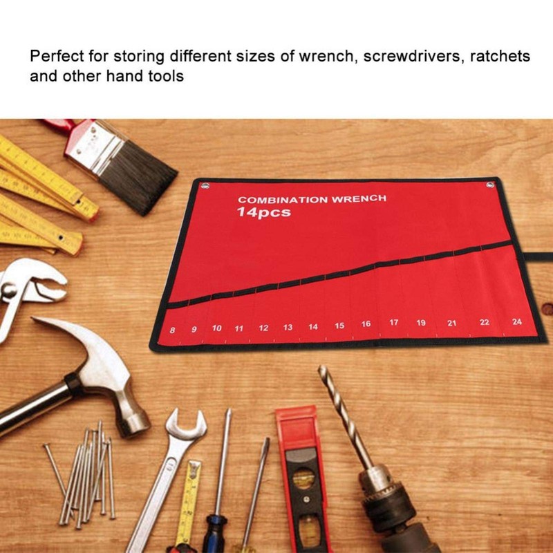 Tools Storage Bag, Multi-Pocket Wrench Roll Up Tools Bag Roll